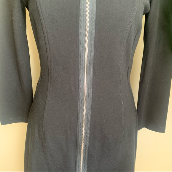 Theory Susan Classical Front Zip Bodycon Dress Black Sz 10 - Picture 6 of 16